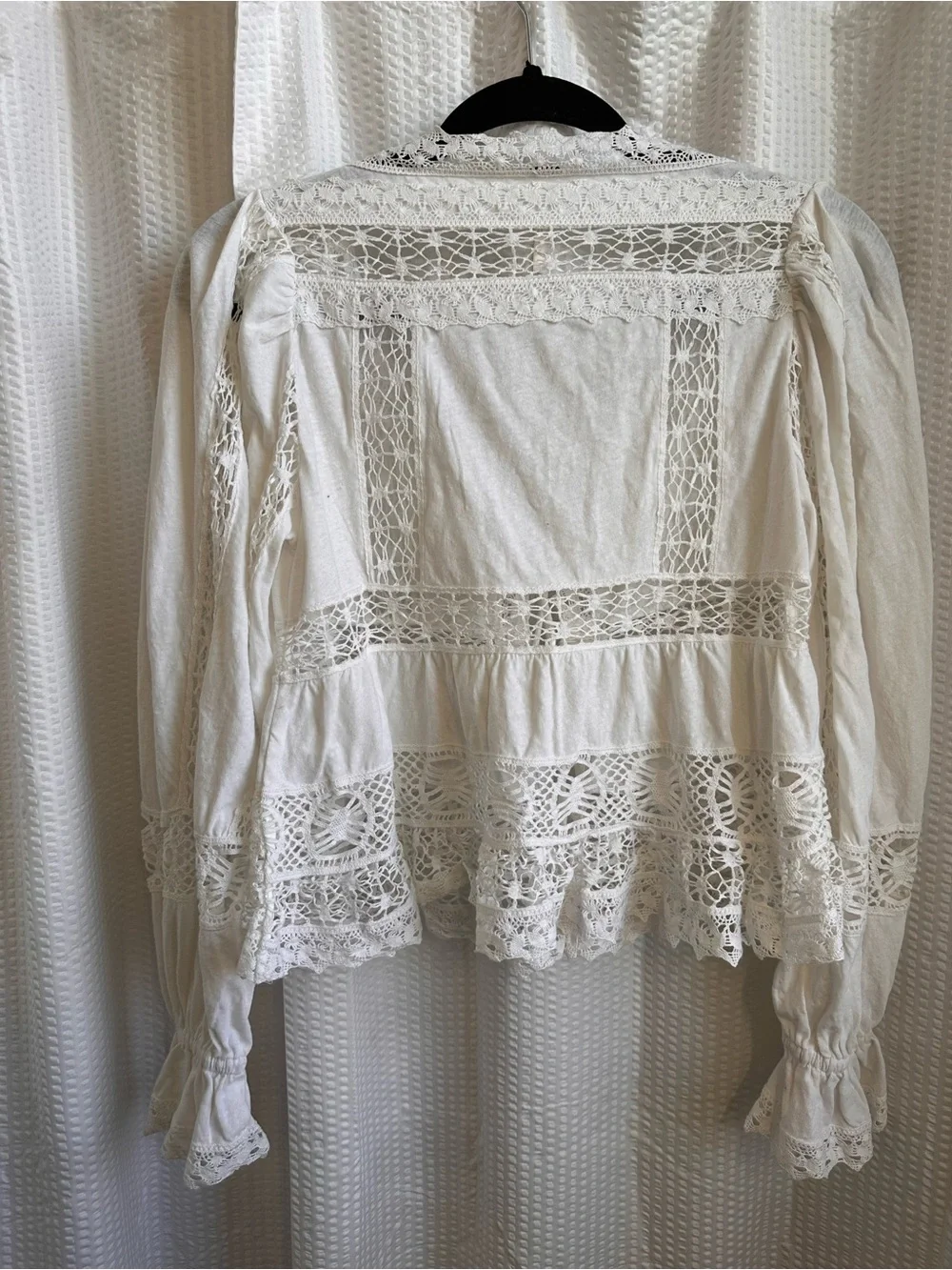 Free People Ivory Lace-Trim Peasant Blouse
